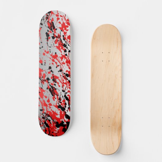 Abstracte zwarte en rode plash en drip persoonlijk skateboard (Voorkant)