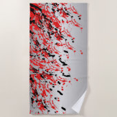 Abstracte zwarte en rode plash en drip strandlaken (Voorkant)