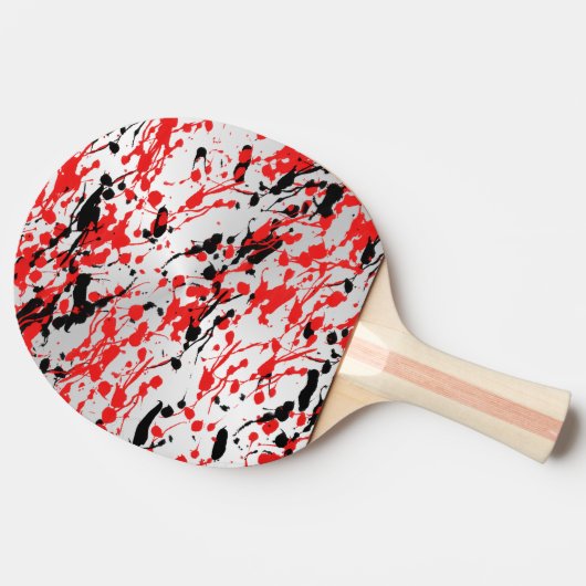 Abstracte zwarte en rode plash en drip tafeltennisbatje (Zijkant)