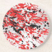 Abstracte zwarte en rode plash en drip zandsteen onderzetter (Voorkant)