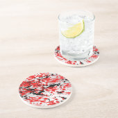 Abstracte zwarte en rode plash en drip zandsteen onderzetter (Zijkant)