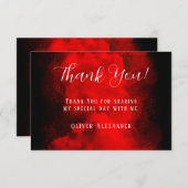 Abstracte zwarte en rode rokerrok op maat bedankkaart (Voorkant / Achterkant)