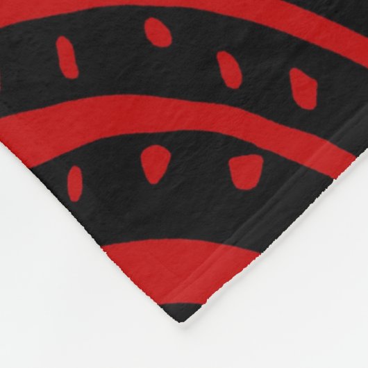 Abstracte zwarte en rode tribale fleece deken (Hoek)