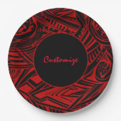 Abstracte zwarte en rode tribale papieren bordje (Voorkant)