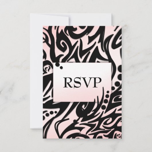 Abstracte zwarte en roze stam met Menu RSVP (Achterkant)