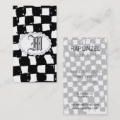 Abstracte zwarte en witte chequker visitekaartje (Voorkant / Achterkant)