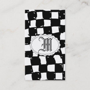 Abstracte zwarte en witte chequker visitekaartje