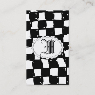 Abstracte zwarte en witte chequker visitekaartje