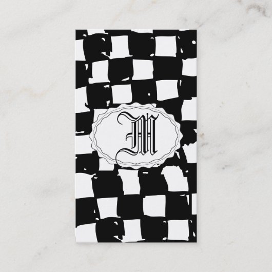 Abstracte zwarte en witte chequker visitekaartje (Voorkant)