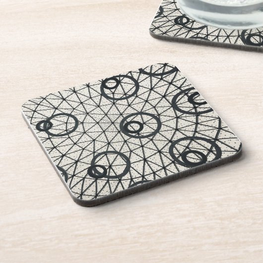 Abstracte zwarte en witte cirkels bier onderzetter (Linkerzijde)