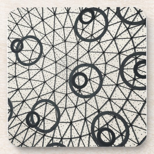 Abstracte zwarte en witte cirkels bier onderzetter (Voorkant)