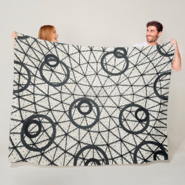 Abstracte zwarte en witte cirkels fleece deken