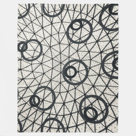 Abstracte zwarte en witte cirkels fleece deken (Voorkant)