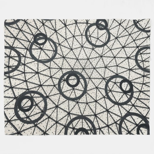 Abstracte zwarte en witte cirkels fleece deken (Voorkant (Horizontaal))