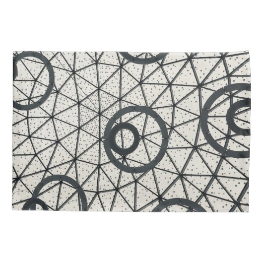 Abstracte zwarte en witte cirkels kussensloop (Achterkant)