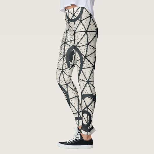 Abstracte zwarte en witte cirkels leggings (Links)