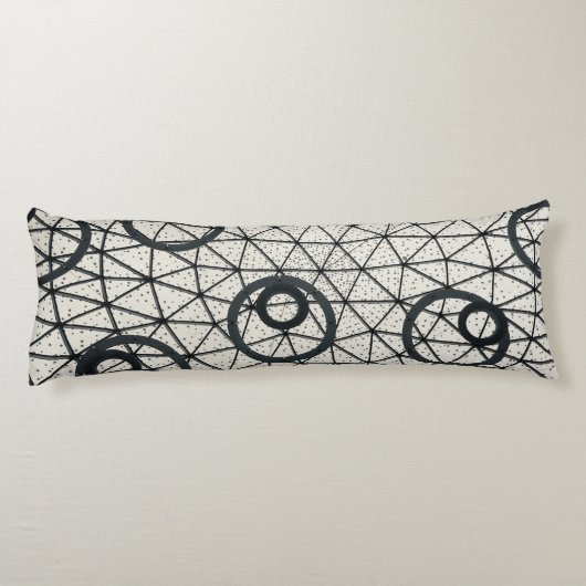 Abstracte zwarte en witte cirkels lichaamskussen (Achterkant)