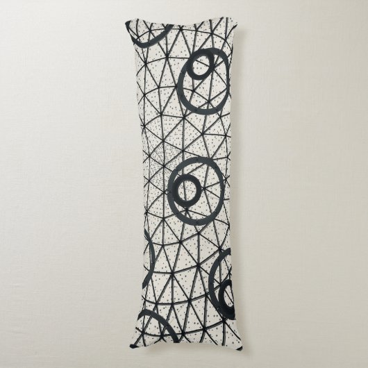 Abstracte zwarte en witte cirkels lichaamskussen (Voorkant Verticaal)