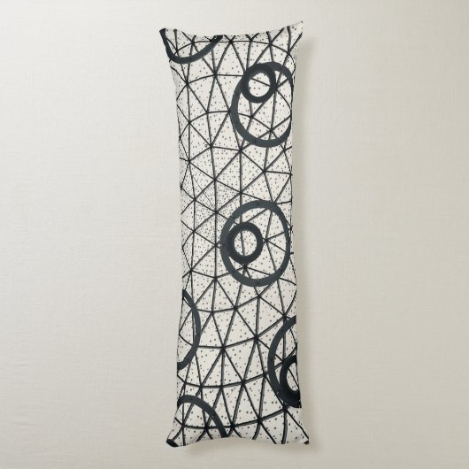 Abstracte zwarte en witte cirkels lichaamskussen (Achterkant (Verticaal))