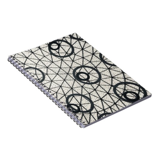 Abstracte zwarte en witte cirkels notitieboek (Rechterzijde)