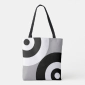 Abstracte zwarte en witte cirkels op grijze Canvas Tote Bag (Achterkant)