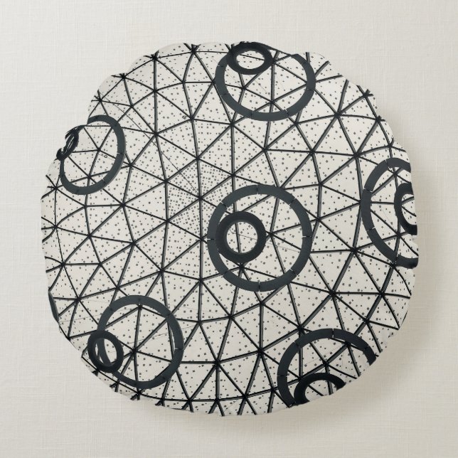 Abstracte zwarte en witte cirkels rond kussen (Voorkant)