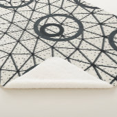 Abstracte zwarte en witte cirkels sherpa deken (3/4)