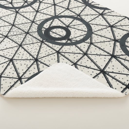Abstracte zwarte en witte cirkels sherpa deken (3/4)