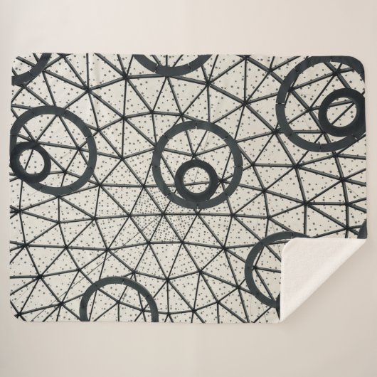 Abstracte zwarte en witte cirkels sherpa deken (Voorkant (horizontaal))