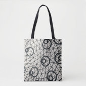 Abstracte zwarte en witte cirkels tote bag (Voorkant)