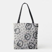 Abstracte zwarte en witte cirkels tote bag (Achterkant)