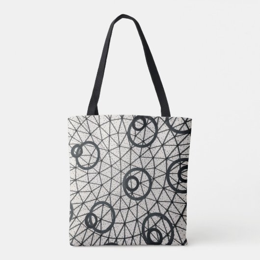 Abstracte zwarte en witte cirkels tote bag (Achterkant)
