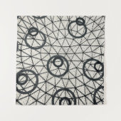 Abstracte zwarte en witte cirkels wandkleed (Voorkant (horizontaal))