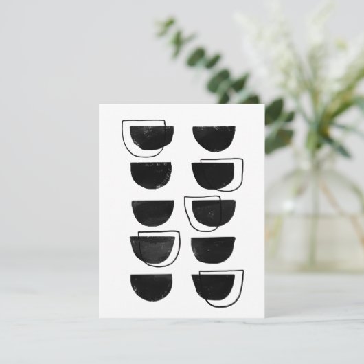 Abstracte zwarte en witte flatje - Hartelijk dank Bedankkaart (Staand voorkant)