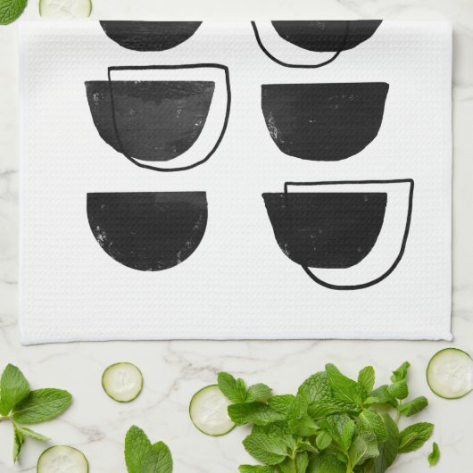 Abstracte zwarte en witte keukenhanddoeken (Gevouwen)