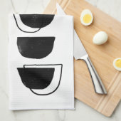 Abstracte zwarte en witte keukenhanddoeken (Quarter Fold)