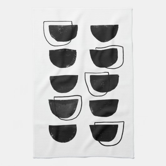 Abstracte zwarte en witte keukenhanddoeken (Verticaal)