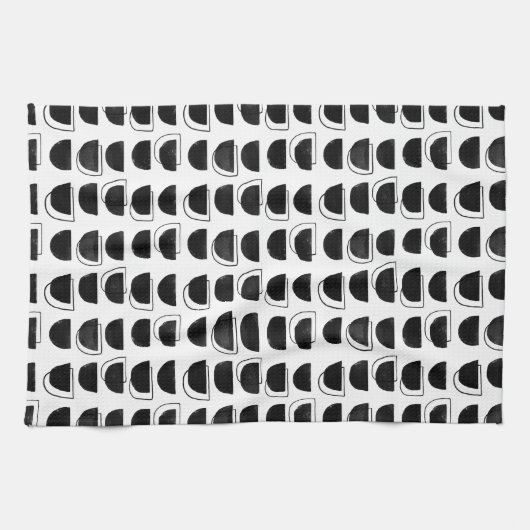 Abstracte zwarte en witte keukenhanddoeken (Horizontaal)