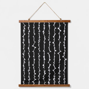 Abstracte zwarte en witte krabbels hangend wandkleed
