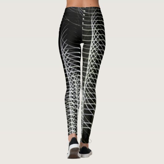 Abstracte zwarte en witte Leggings (Achterkant)