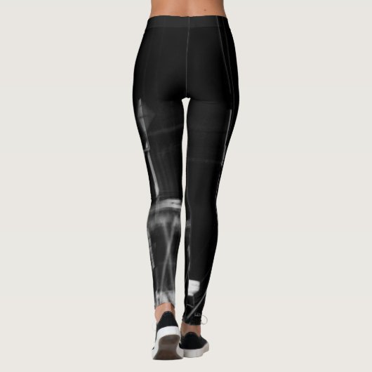 abstracte zwarte en witte leggings (Achterkant)