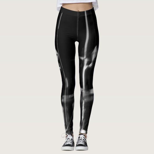 abstracte zwarte en witte leggings (Voorkant)