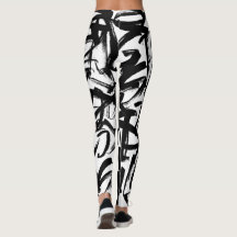 Abstracte zwarte en witte Leggings