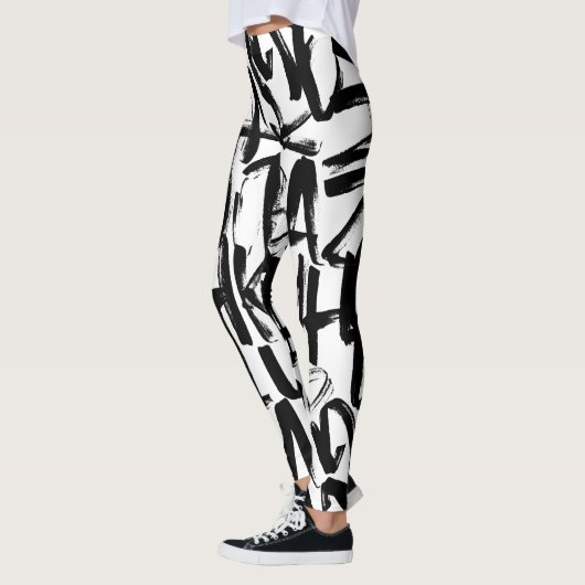 Abstracte zwarte en witte Leggings (Links)