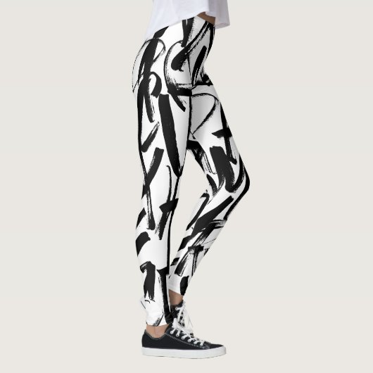 Abstracte zwarte en witte Leggings (Rechts)