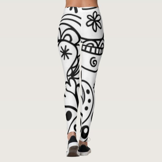 Abstracte zwarte en witte Leggings (Achterkant)
