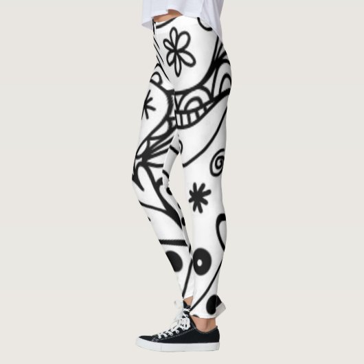 Abstracte zwarte en witte Leggings (Links)