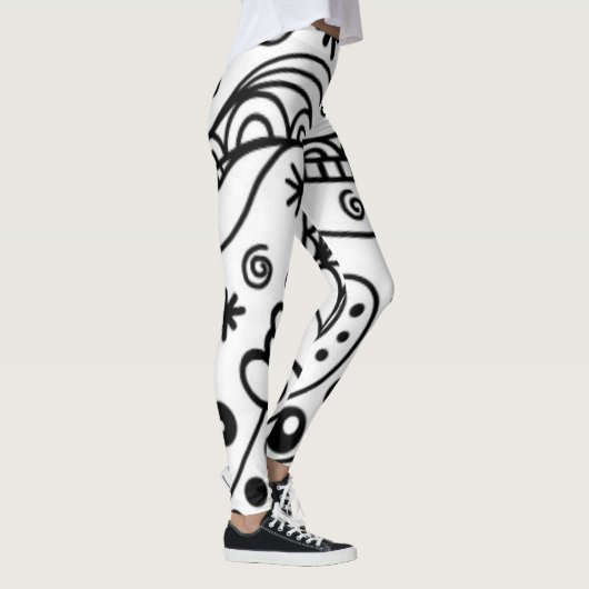 Abstracte zwarte en witte Leggings (Rechts)