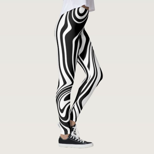 Abstracte zwarte en witte lijnen 7 leggings (Rechts)