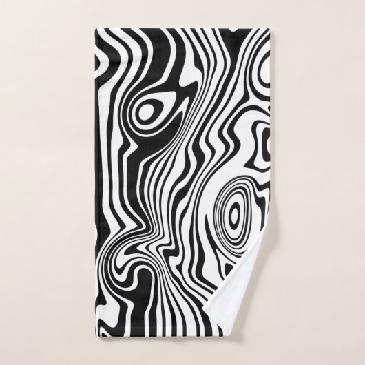 Abstracte zwarte en witte lijnen -  bad handdoek (Handdoek)